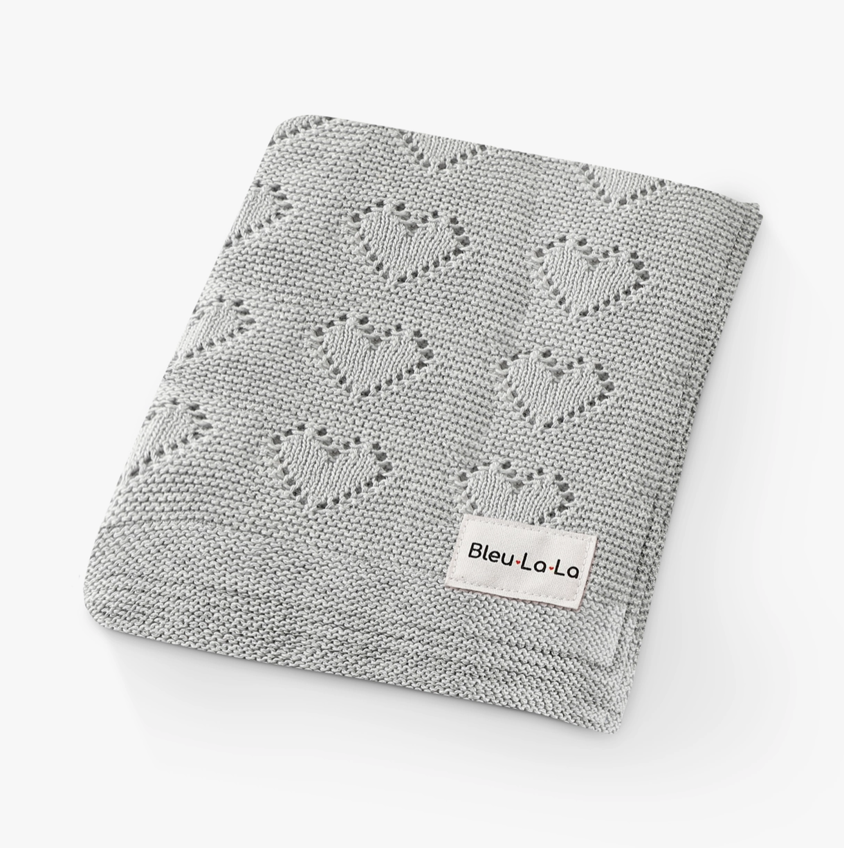 100% Luxury Cotton Swaddle Receiving Baby Blanket - Heart - Gray