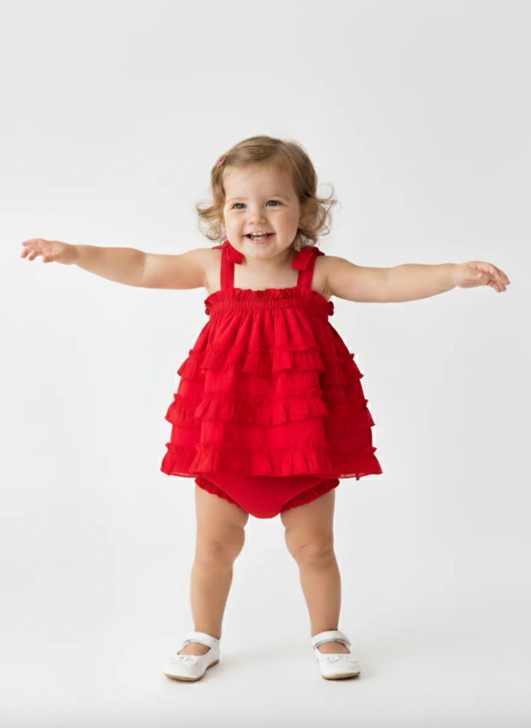 red toddler dress Baby Girl Princess Bow Party Dress  Kirsten and Kendall Tie Back detail White And Red Bow Knot