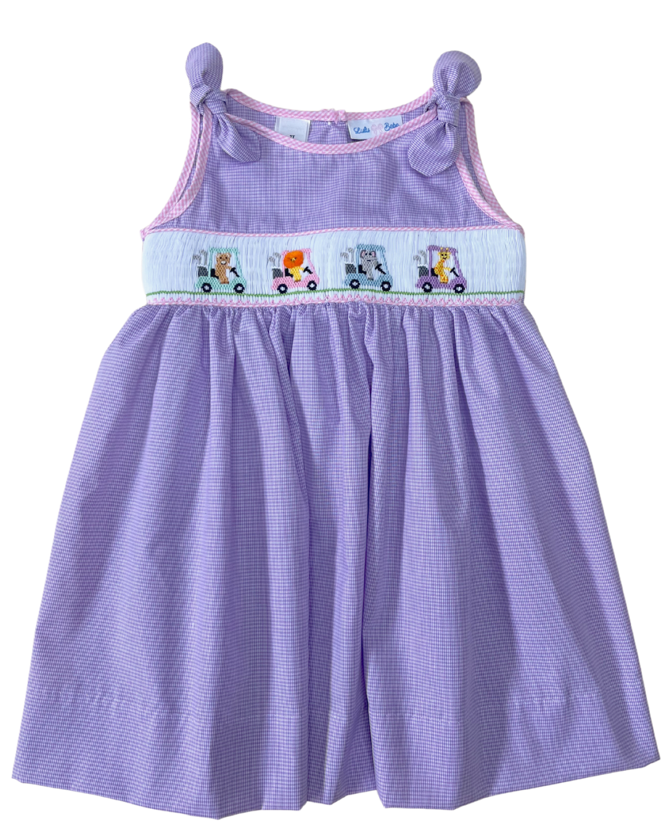 Pink and Purple Golf Cart Smocked Dress