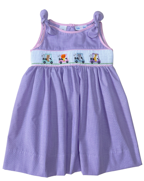 Pink and Purple Golf Cart Smocked Dress