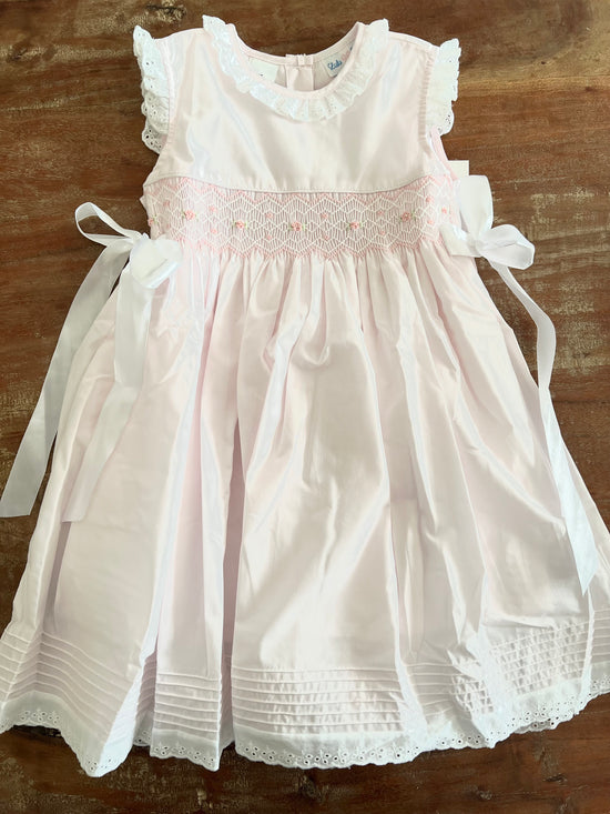 Light Pink Smocked Dress with Pink Flowers