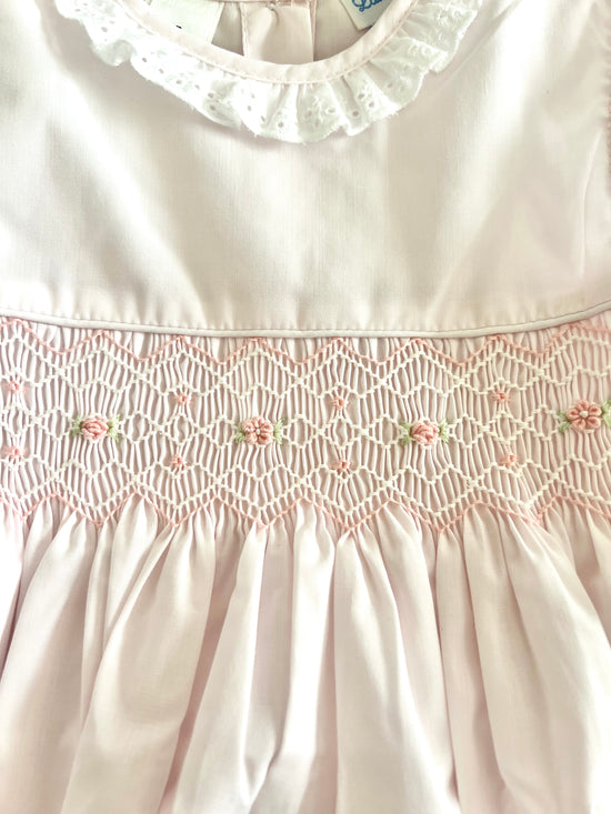 Light Pink Smocked Dress with Pink Flowers