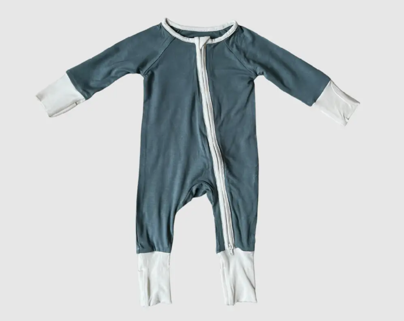 Baby Footless Romper in Stone Blue