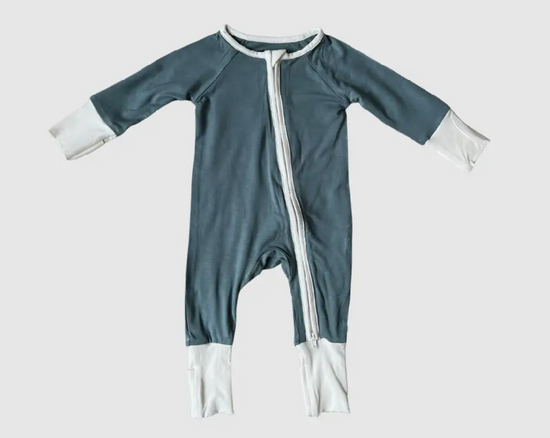 Baby Footless Romper in Stone Blue