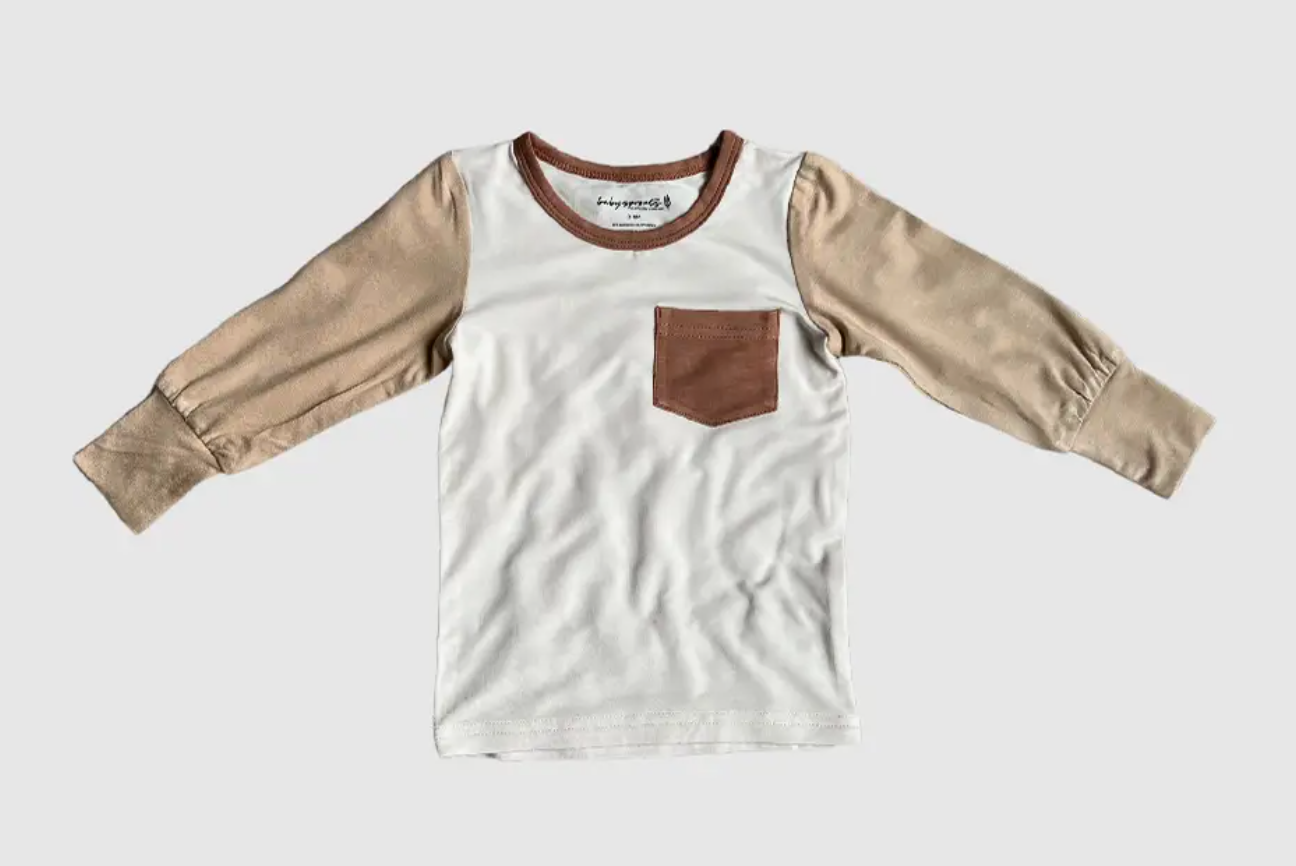 Boy'S Colorblock Pocket Shirt in Wheat