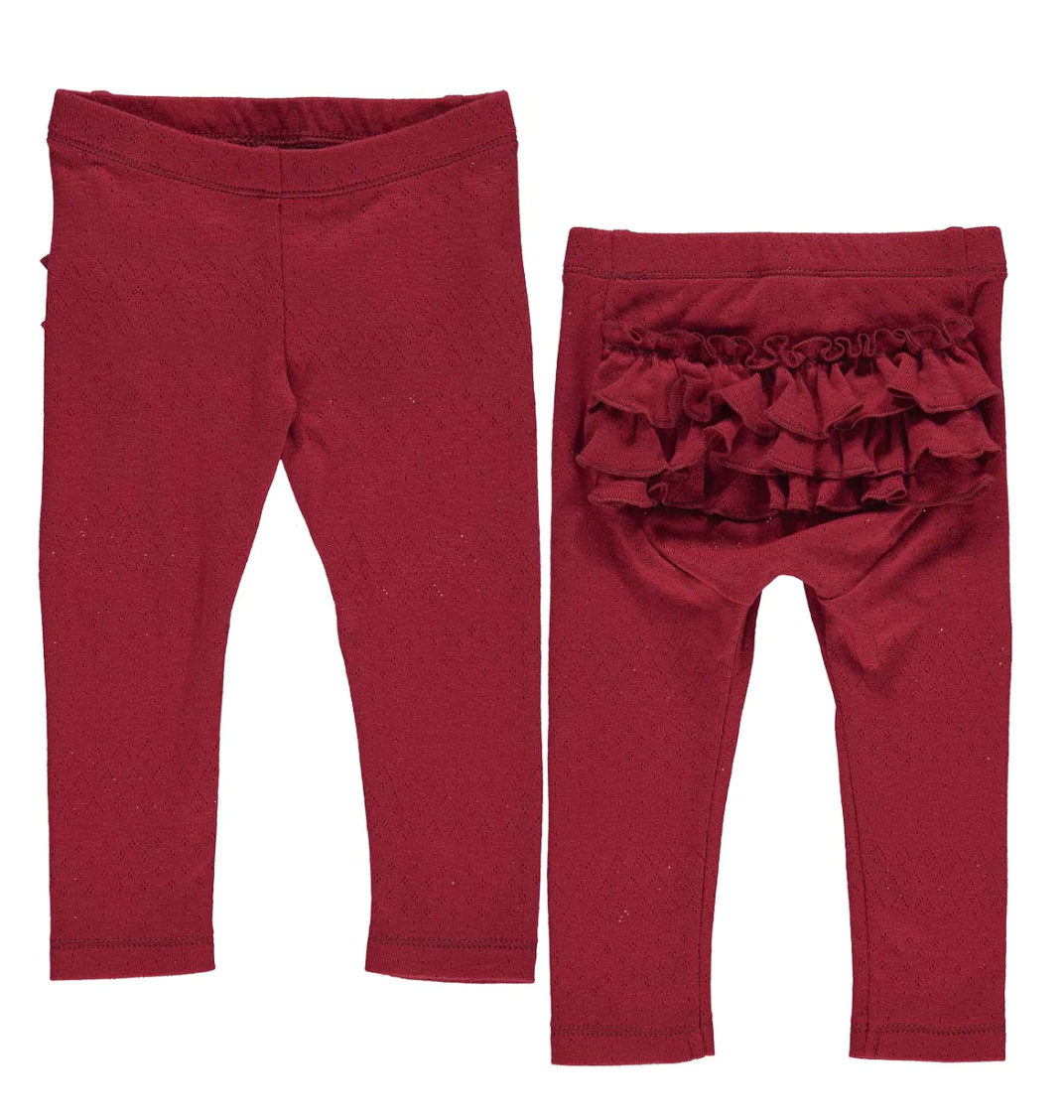 POINTEL frill pants - Berry Red