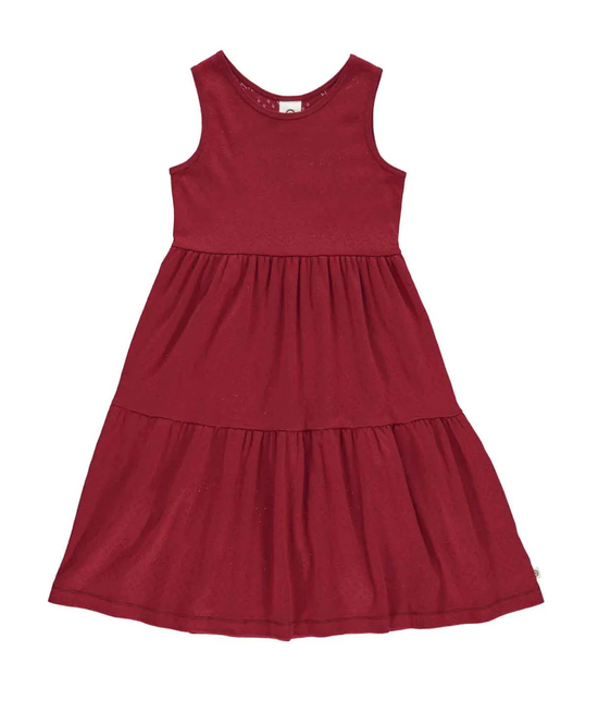 POINTEL dress with layers - Berry Red