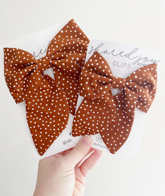 Fall Polka Dot Hair Bow - Small