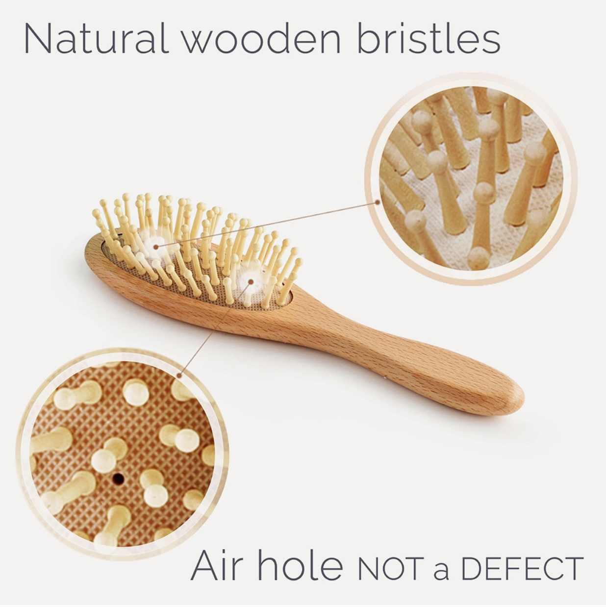 Wooden Baby Hair Brush Set with Natural Bristles