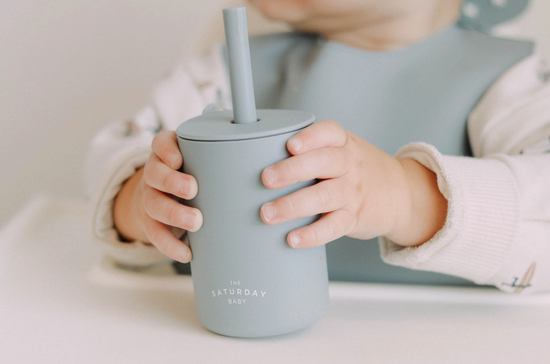 The Saturday Baby Silicone Straw Cup - Sky