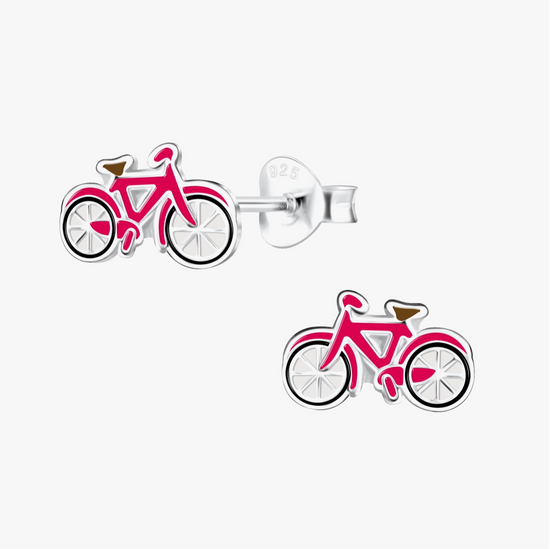 Load image into Gallery viewer, Fun Sterling Silver Stud Earrings in A Glass Bottle - Bicycle

