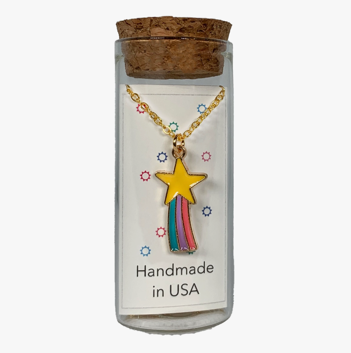 Shooting Star Charm Necklace in A Bottle - 16 Inch