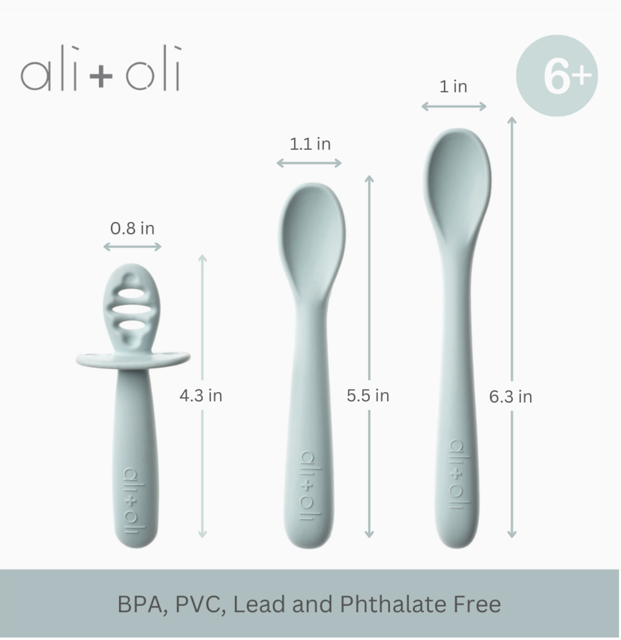 Ali+Oli (3-pc) Multi Stage Spoon Set For Baby (Blue) 6m+