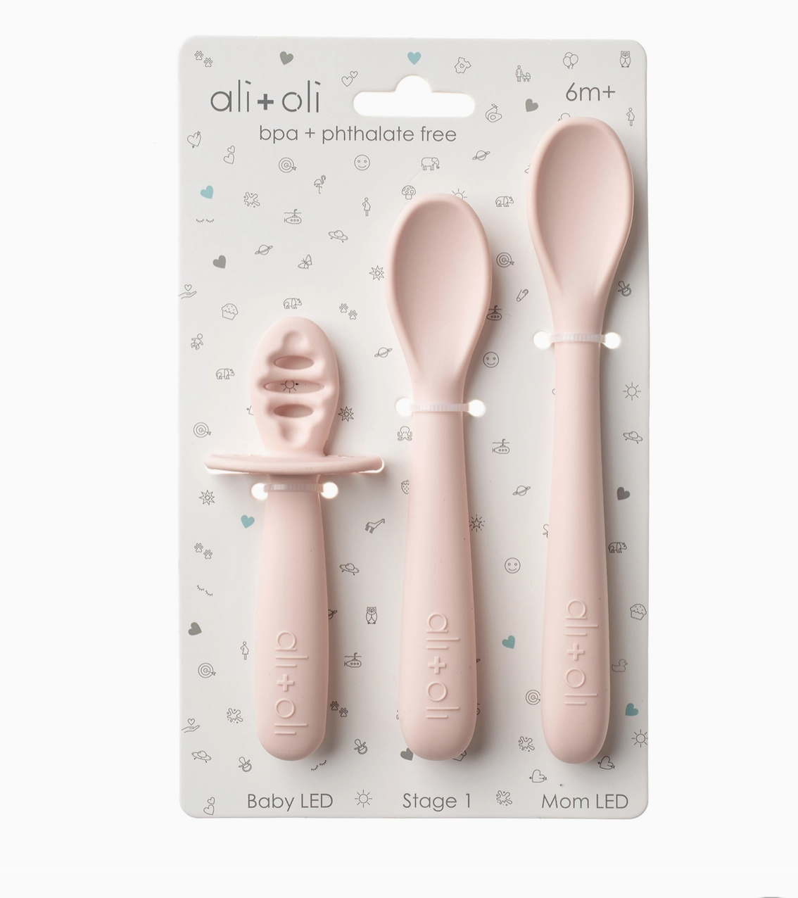 Ali+Oli (3-pc) Multi Stage Spoon Set For Baby (Blush) 6m+