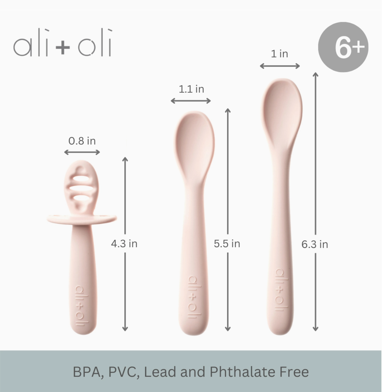 Ali+Oli (3-pc) Multi Stage Spoon Set For Baby (Blush) 6m+