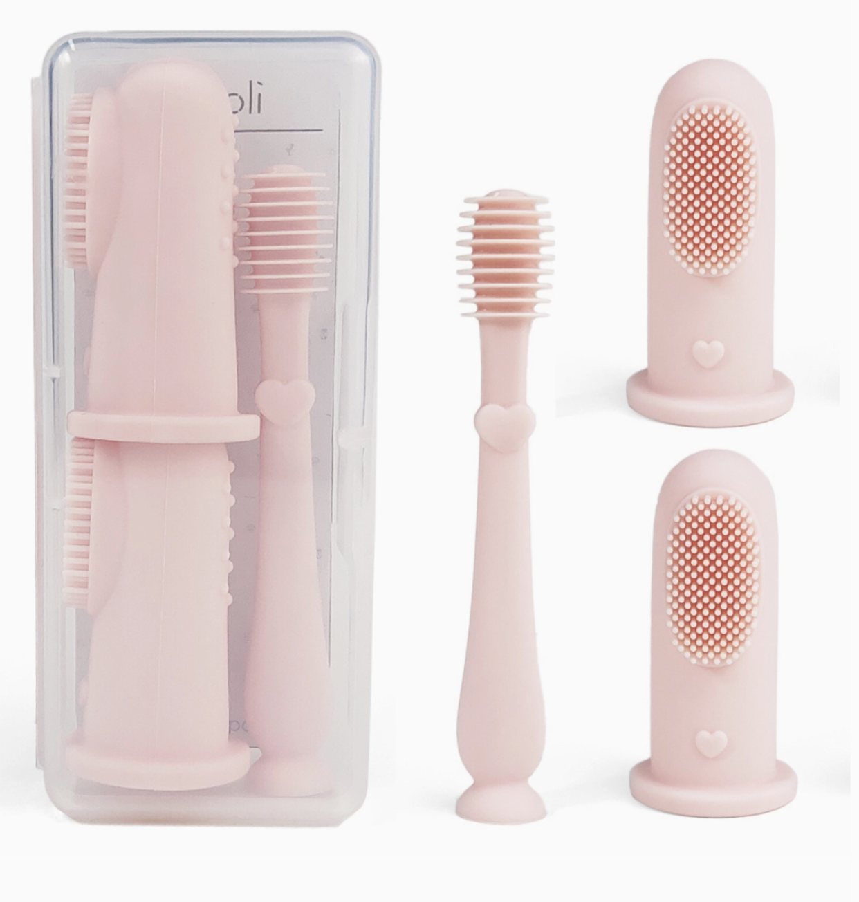 Load image into Gallery viewer, Baby Finger Toothbrush &amp;amp; Tongue Cleaner Oral Set 3m+ (Blush)
