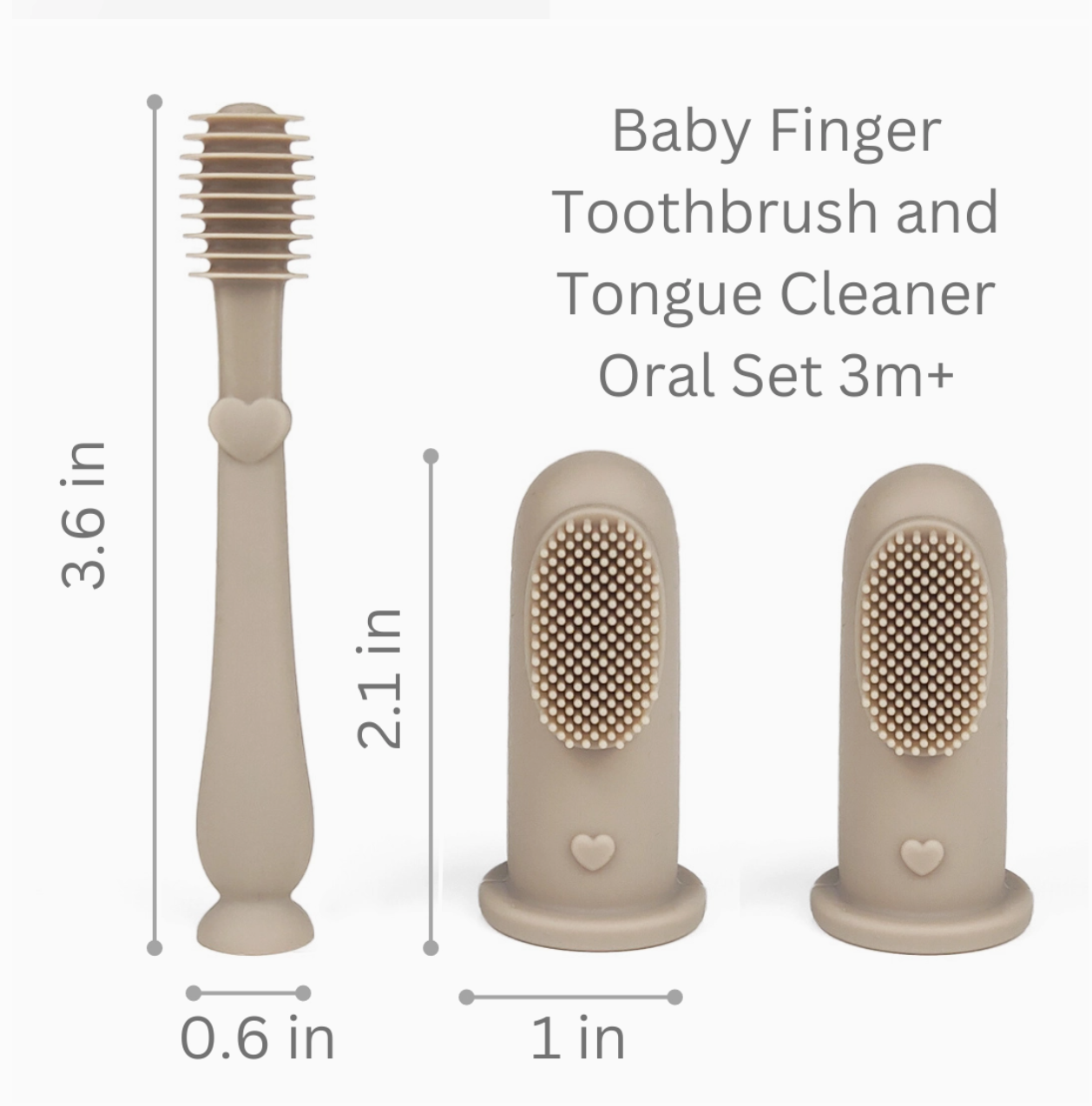 Baby Finger Toothbrush & Tongue Cleaner Oral Set 3m+ (Sand)