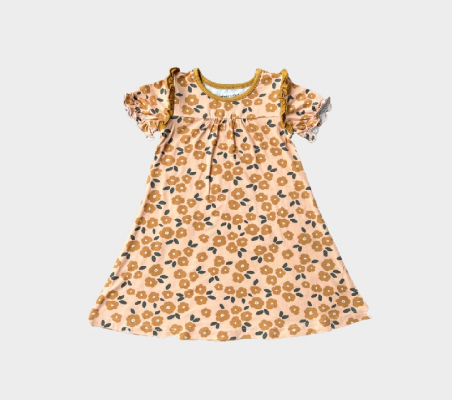 Girl's Night Gown in Gold Floral