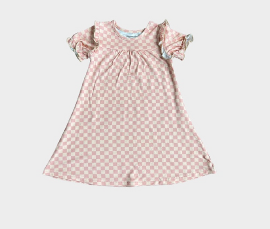 Girl's Night Gown in Pink Lemonade Checkered
