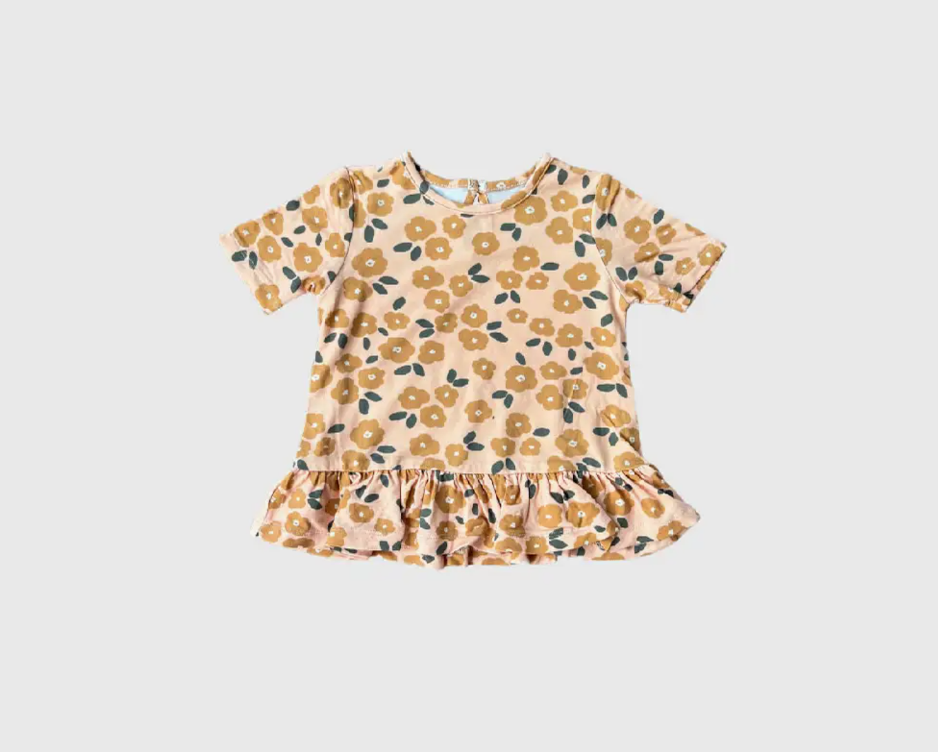 Girl's Peplum Top in Gold Floral