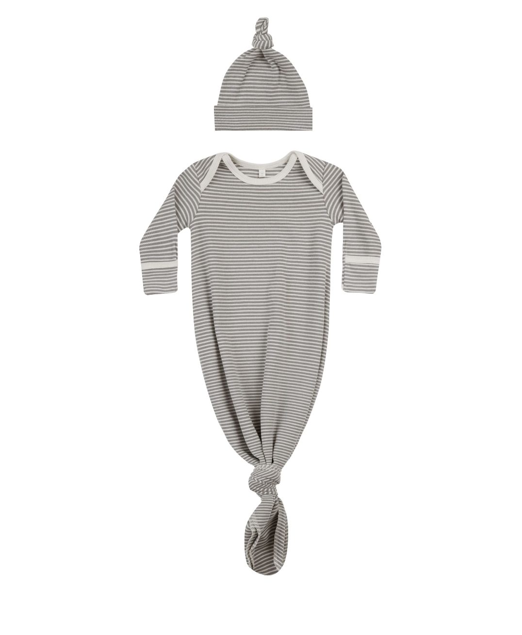 Knotted Baby Gown + Hat Set || Lagoon Micro Stripe