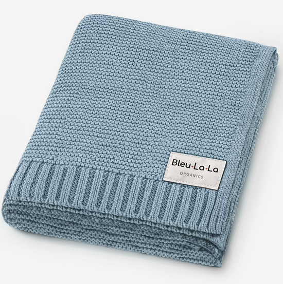 100% Organic Luxury Cotton Swaddle Receiving Baby Blanket - Sky Blue