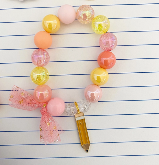 Back To School:  Pencil Pastel Colors Charm Bracelet
