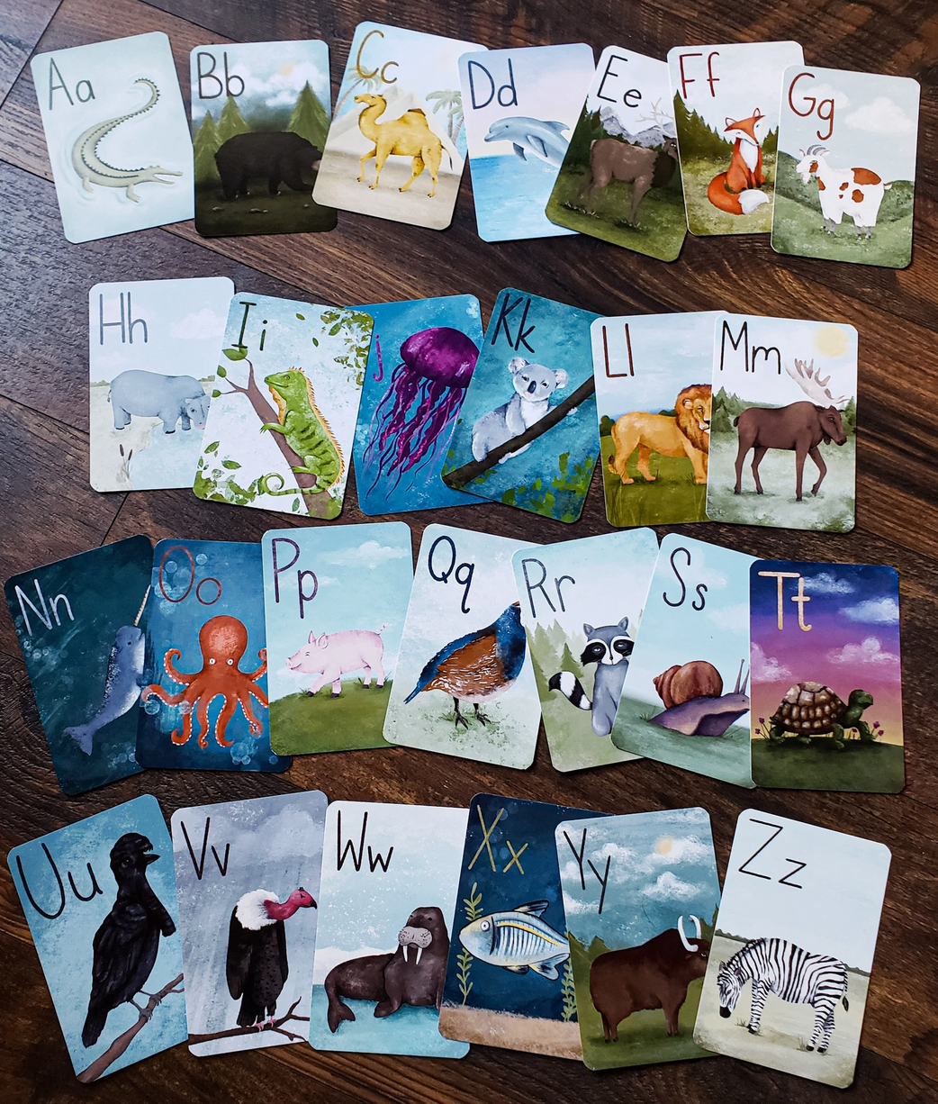 Animal Alphabet Flashcards, Set of 26 Cards