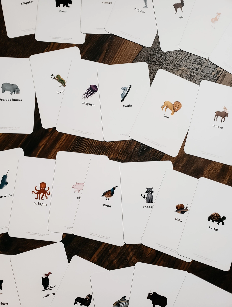 Animal Alphabet Flashcards, Set of 26 Cards