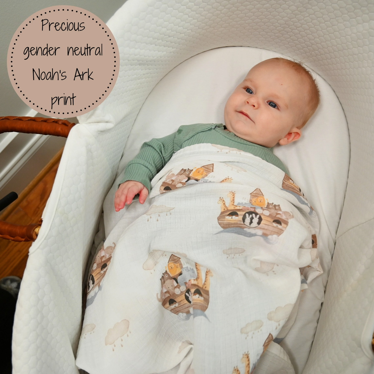 Noah's Ark Baby Swaddle Blanket