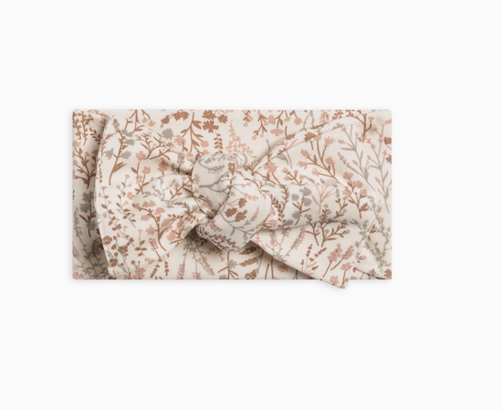 Organic Baby Hattie Knot Bow Wrap -Marine Floral/Dusty Mauve