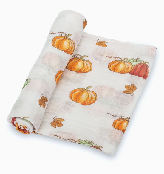 Pumpkin'pie Fall Holiday Theme Baby Muslin Cotton Blanket