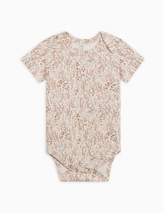 Organic Baby Afton Bodysuit - Marine Floral/Dusty Mauve