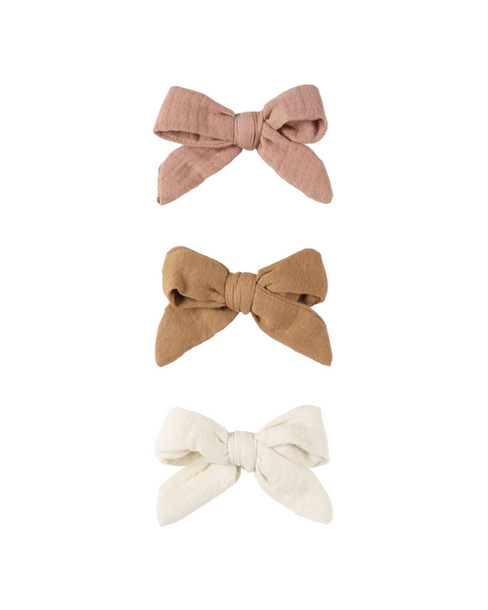 Bow W. Clip, Set of 3 || Rose, Natural, Golden