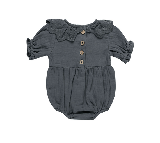 Collared Romper || Indigo