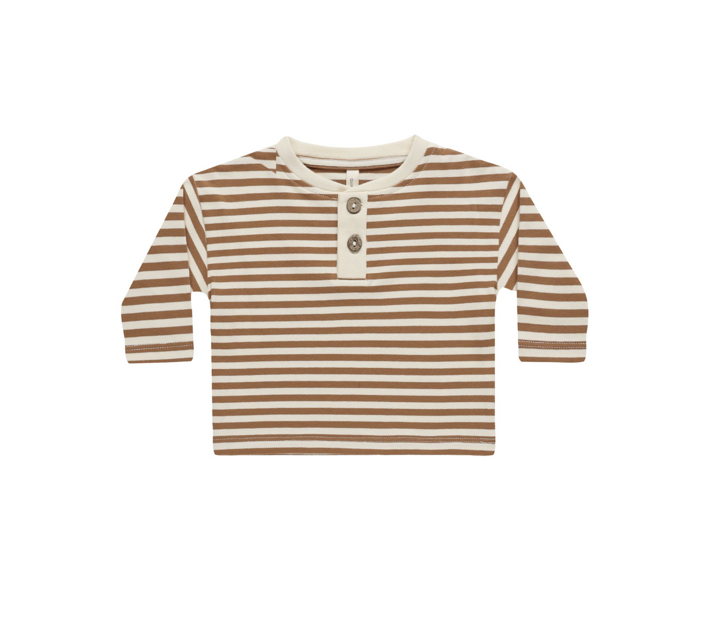 Long Sleeve Henley Tee || Cinnamon Stripe