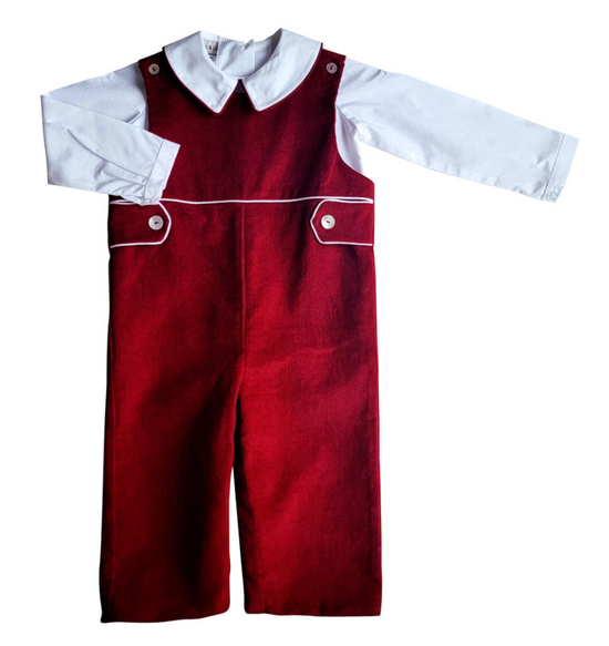 Avignon Collection Burgundy Boy's Overall set