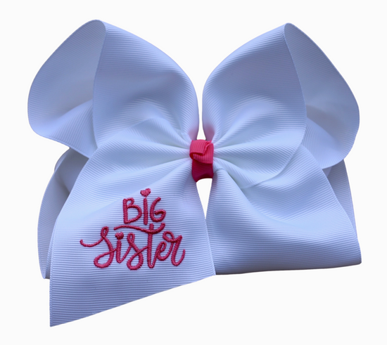 Big Sister Embroidered Bow- Alligator Clip