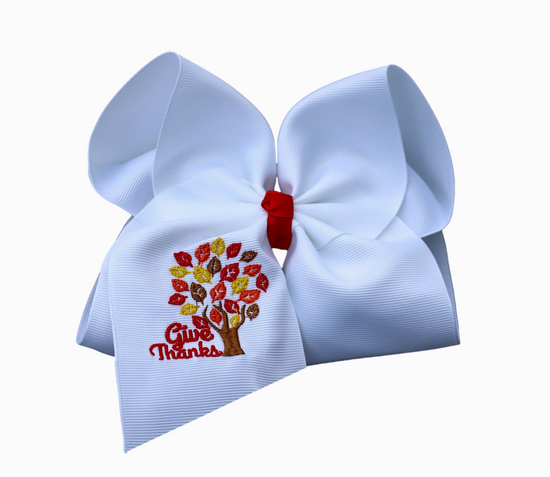 Give Thanks Embroidered Bow