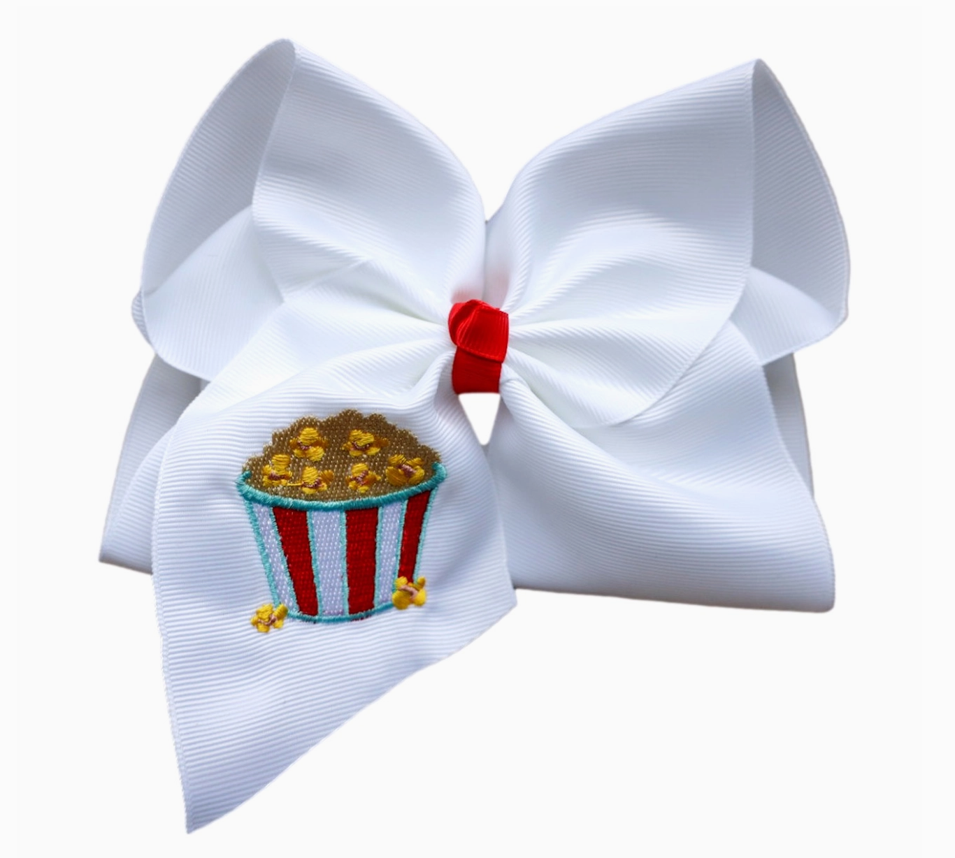 Popcorn Embroidered Bow - Nylon Headband