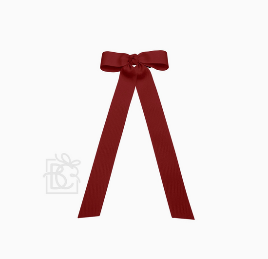 Flat Bow w/ 7" Streamers On Alligator Clip - Cranberry