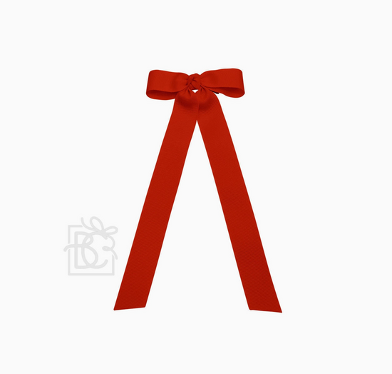 Flat Bow w/ 7" Streamers On Alligator Clip - Red