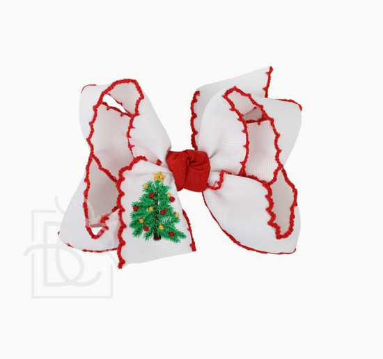 Embroidered Christmas Tree Crochet Edge Bows