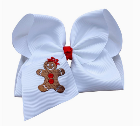 Gingerbread Embroidered Bow - Nylon Headband