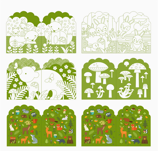 Coloring Book with Stickers: Woodland