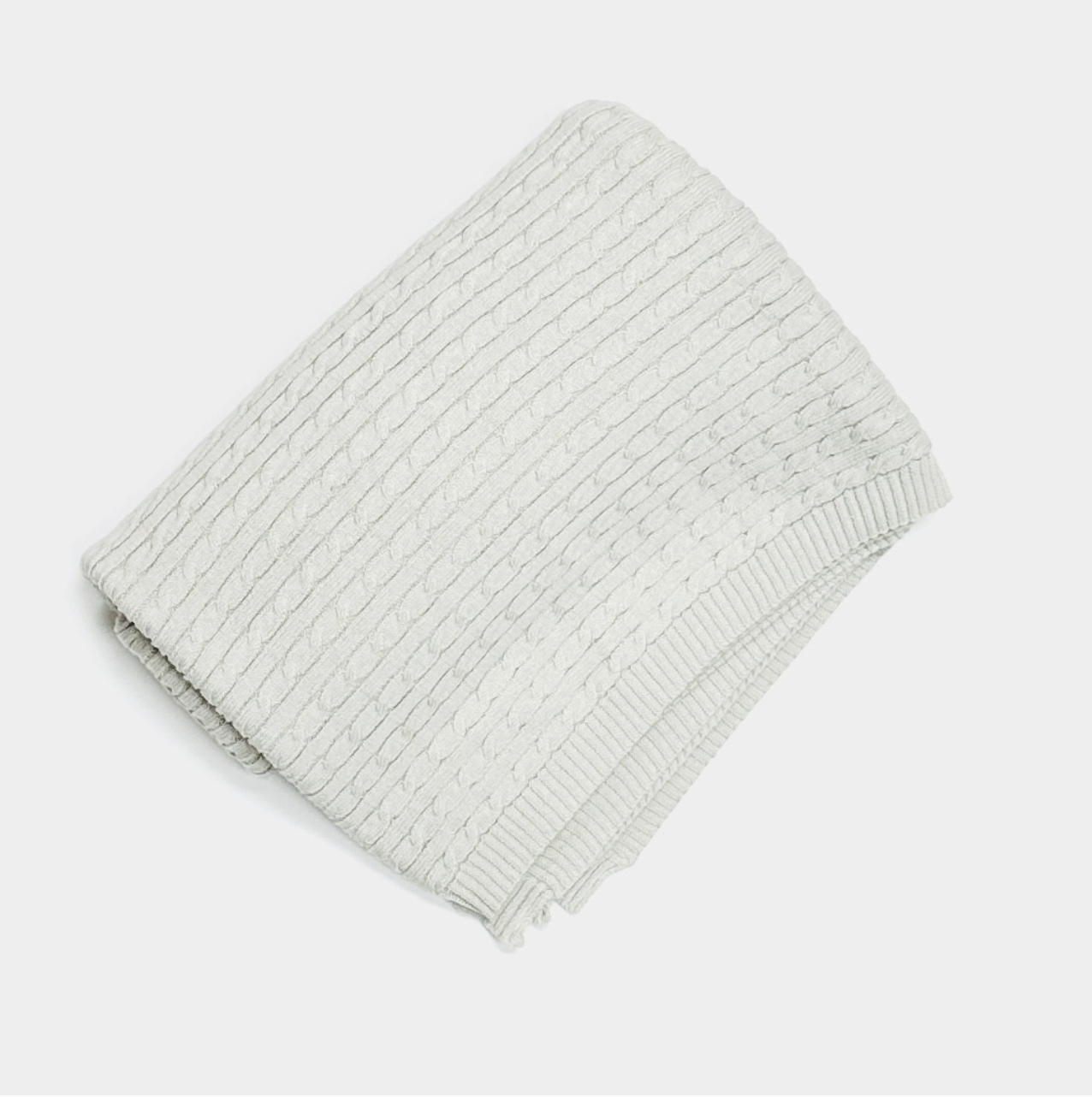 Mini Cable Sweater Knit Baby Blanket (Organic Cotton) - Stone