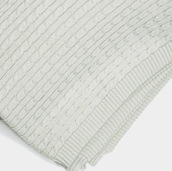 Mini Cable Sweater Knit Baby Blanket (Organic Cotton) - Stone