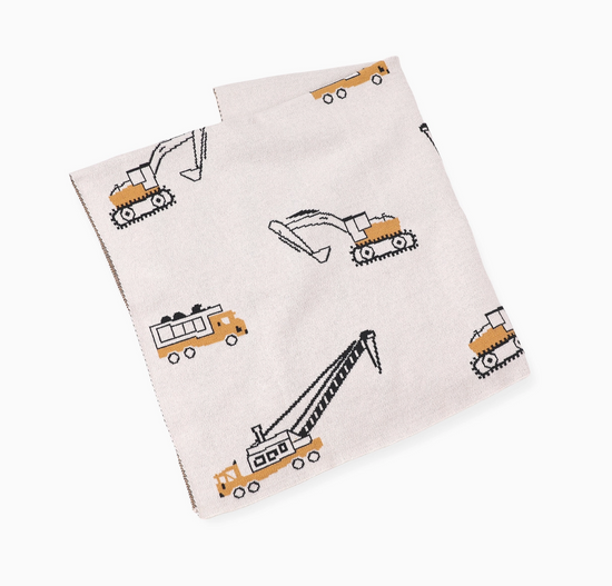 Trucks - Organic Cotton Jacquard Sweater Knit Baby Blankets