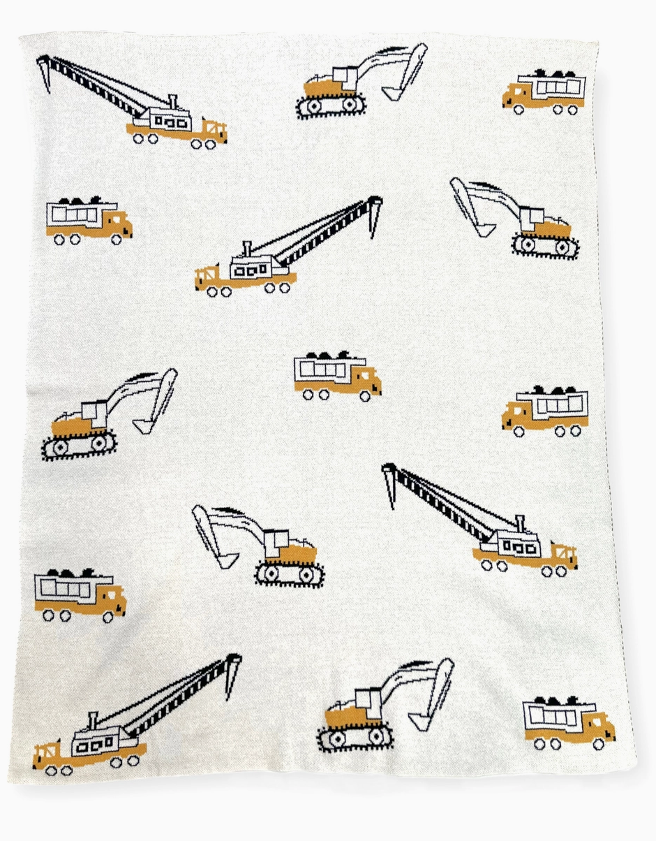 Trucks - Organic Cotton Jacquard Sweater Knit Baby Blankets