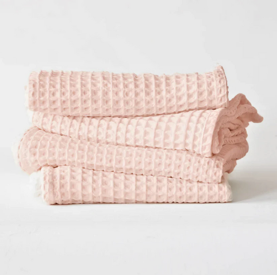 Organic Waffle Baby Blanket - Pink